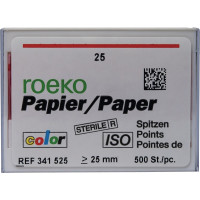 Color (ISO 25), Papírcsúcs, ISO 25 sterilen csomagolva, világospiros, Papír, 500 darab