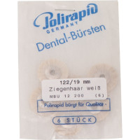 Miniaturbürste, polírozó kefe, kecskeszőr fehér, Ø 19 mm, szereletlen, 6 darab