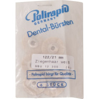 Miniaturbürste, polírozó kefe, kecskeszőr fehér, Ø 21 mm, szereletlen, 6 darab