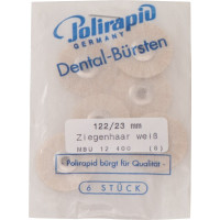 Miniaturbürste, polírozó kefe, kecskeszőr fehér, Ø 23 mm, szereletlen, 6 darab