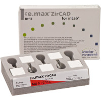 IPS e.max (ZirCAD) (Sirona) (15 L) (Medium Opacity) (0), CAD/CAM-blokk (Kerámia), téglalap alakú, biokompatibilis, Cirkonium-dioxid ( ZrO<sub>2</sub> ), 5 darab
