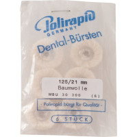 Miniaturbürste Packung 6 Bürsten, Baumwollgarn, Ø 21 mm, unmontiert