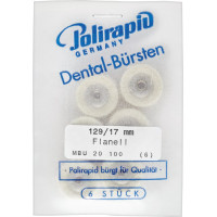 Miniaturbürste, polírozó korong, flanel, Ø 17 mm, szereletlen, 6 darab