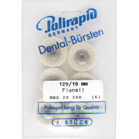 Miniaturbürste, polírozó korong, flanel, Ø 19 mm, szereletlen, 6 darab