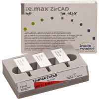 IPS e.max (ZirCAD) (Sirona) (40 L) (Medium Opacity) (0), CAD/CAM-blokk (Kerámia), téglalap alakú, biokompatibilis, Cirkonium-dioxid ( ZrO<sub>2</sub> ), 3 darab