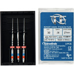 TF (Twisted Files) (27 mm) (6 %) (ISO 30), Gyökércsatorna reszelő (gépi), Könyökdarab (CA, Ø 2,35 mm, ISO 204) ISO 30 forgó, ISO színkódolt, Nikkel-titán, 27 mm, 3 darab