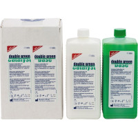 Double, Dublírszilikon, Üvegek, zöld, Végkeménység Shore A 17, A-szilikon (VPS), 1:1, 2x1 darab