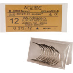 Wundnadeln - 12 darabos csomag, , halbkreisförmig, Kohlenstoffstahl dreikant mit Federöhr 0,75 x 30 mm G 212/12 - 212 G 12 Wundnadeln - 12 darabos csomag, , halbkreisförmig, Kohlenstoffstahl dreikant mit Federöhr 0,75 x 30 mm G 212/12 - 212 G 12