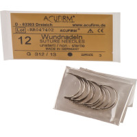 Wundnadeln - 12 darabos csomag, , halbkreisförmig, Kohlenstoffstahl, rund mit Federöhr, 0,75 x 26 mm G 312/13 - 312 G 13 Wundnadeln - 12 darabos csomag, , halbkreisförmig, Kohlenstoffstahl, rund mit Federöhr, 0,75 x 26 mm G 312/13 - 312 G 13