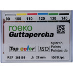 Top color (ISO 90-140), Guttapercha-csúcs, Doboz, ISO 90-140 rózsaszín, Guttapercha, 28 mm, 100 darab