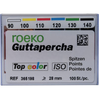Top color (ISO 90-140), Guttapercha-csúcs, Doboz, ISO 90-140 rózsaszín, Guttapercha, 28 mm, 100 darab
