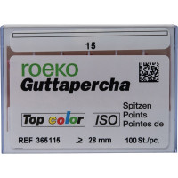 Top color (ISO 15), Guttapercha-csúcs, Doboz, ISO 15 rózsaszín, Guttapercha, 28 mm, 100 darab