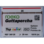 Top color (ISO 25), Guttapercha-csúcs, Doboz, ISO 25 rózsaszín, Guttapercha, 28 mm, 100 darab