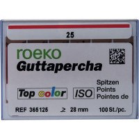 Top color (ISO 25), Guttapercha-csúcs, Doboz, ISO 25 rózsaszín, Guttapercha, 28 mm, 100 darab