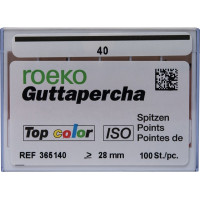 Top color (ISO 40), Guttapercha-csúcs, Doboz, ISO 40 rózsaszín, Guttapercha, 28 mm, 100 darab