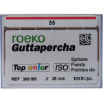 Top color (ISO 55), Guttapercha-csúcs, Doboz, ISO 55 rózsaszín, Guttapercha, 28 mm, 100 darab