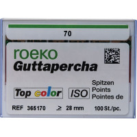 Top color (ISO 70), Guttapercha-csúcs, Doboz, ISO 70 rózsaszín, Guttapercha, 28 mm, 100 darab