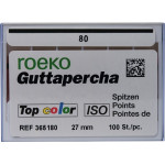 Top color (ISO 80), Guttapercha-csúcs, Doboz, ISO 80 rózsaszín, Guttapercha, 28 mm, 100 darab