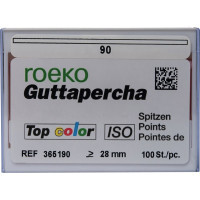 Top color (ISO 90), Guttapercha-csúcs, Doboz, ISO 90 rózsaszín, Guttapercha, 28 mm, 100 darab