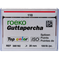 Top color (ISO 110), Guttapercha-csúcs, Doboz, ISO 110 rózsaszín, Guttapercha, 28 mm, 100 darab