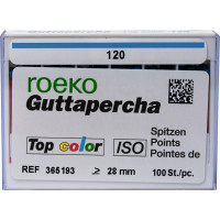 Top color (ISO 120), Guttapercha-csúcs, Doboz, ISO 120 rózsaszín, Guttapercha, 28 mm, 100 darab