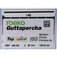 Top color (ISO 140), Guttapercha-csúcs, Doboz, ISO 140 rózsaszín, Guttapercha, 28 mm, 100 darab