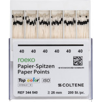 Top color (ISO 40), Papírcsúcs, ISO 40 sterilen csomagolva, fehér, Papír, 200 darab