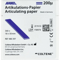 HANEL Artikulations-Papier 200 µm - 300 darabos csomag, kék, 18 x 50 mm - 480397 HANEL Artikulations-Papier 200 µm - 300 darabos csomag, kék, 18 x 50 mm - 480397