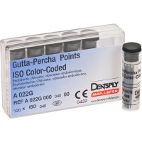Guttapercha-csúcs (30 mm) (2 %) (ISO 40), ISO 40 szürke, Guttapercha, 30 mm, 120 darab Guttapercha-csúcs (30 mm) (2 %) (ISO 40), ISO 40 szürke, Guttapercha, 30 mm, 120 darab