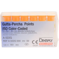 Guttapercha-csúcs (30 mm) (2 %) (ISO 50), ISO 50 világossárga, Guttapercha, 30 mm, 120 darab Guttapercha-csúcs (30 mm) (2 %) (ISO 50), ISO 50 világossárga, Guttapercha, 30 mm, 120 darab