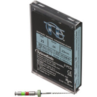 TF (Twisted Files) (23 mm) (4 %) (ISO 25), Gyökércsatorna reszelő (gépi), Könyökdarab (CA, Ø 2,35 mm, ISO 204) ISO 25 forgó, ISO színkódolt, Nikkel-titán, 23 mm, 3 darab