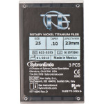 TF (Twisted Files) (23 mm) (10 %) (ISO 25), Gyökércsatorna reszelő (gépi), Könyökdarab (CA, Ø 2,35 mm, ISO 204) ISO 25 forgó, ISO színkódolt, Nikkel-titán, 23 mm, 3 darab