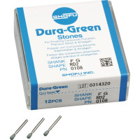 Dura Green (RD2) (ISO 24) Medium, Polírozó, Turbina (FG, Ø 1,6 mm, ISO 314) ISO 24 Körte, ISO-Forma 243, Szilíciumkarbid, 12 darab