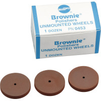Silikonpolierer BROWNIE®, szilikon polírozó, (fém, amalgám) kerek, szereletlen, 12 darab