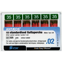 Guttapercha-csúcs (#525) (28 mm) (2 %) (ISO 35), ISO 35 rózsaszín, röntgenopák, Guttapercha, 28 mm, 120 darab