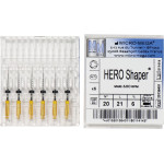 Hero Shaper ( Classics ) (25 mm) (6 %) (ISO 30), Gyökércsatorna reszelő (gépi), Könyökdarab (CA, Ø 2,35 mm, ISO 204) ISO 30 forgó, ISO színkódolt, Nikkel-titán, 25 mm, 6 darab
