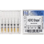 Hero Shaper ( Classics ) (21 mm) (6 %) (ISO 30), Gyökércsatorna reszelő (gépi), Könyökdarab (CA, Ø 2,35 mm, ISO 204) ISO 30 forgó, ISO színkódolt, Nikkel-titán, 21 mm, 6 darab
