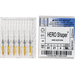 Hero Shaper ( Classics ) (21 mm) (4 %) (ISO 20), Gyökércsatorna reszelő (gépi), Könyökdarab (CA, Ø 2,35 mm, ISO 204) ISO 20 forgó, ISO színkódolt, Nikkel-titán, 21 mm, 6 darab