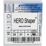 Hero Shaper ( Classics ) (21 mm) (4 %) (ISO 25), Gyökércsatorna reszelő (gépi), Könyökdarab (CA, Ø 2,35 mm, ISO 204) ISO 25 forgó, ISO színkódolt, Nikkel-titán, 21 mm, 6 darab
