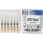 Hero Shaper ( Classics ) (25 mm) (6 %) (ISO 20), Gyökércsatorna reszelő (gépi), Könyökdarab (CA, Ø 2,35 mm, ISO 204) ISO 20 forgó, ISO színkódolt, Nikkel-titán, 25 mm, 6 darab