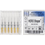 Hero Shaper ( Classics ) (25 mm) (4 %) (ISO 20), Gyökércsatorna reszelő (gépi), Könyökdarab (CA, Ø 2,35 mm, ISO 204) ISO 20 forgó, ISO színkódolt, Nikkel-titán, 25 mm, 6 darab