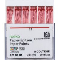 Color (ISO 25), Papírcsúcs, ISO 25 sterilen csomagolva, világospiros, Papír, 200 darab