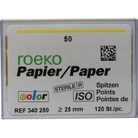 Color (ISO 50), Papírcsúcs, ISO 50 sterilen csomagolva, világossárga, Papír, 120 darab