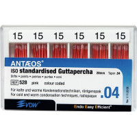 Guttapercha-csúcs (#528) (28 mm) (4 %) (ISO 15), ISO 15 rózsaszín, röntgenopák, Guttapercha, 28 mm, 60 darab