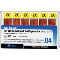 Guttapercha-csúcs (#528) (28 mm) (4 %) (ISO 20), ISO 20 rózsaszín, röntgenopák, Guttapercha, 28 mm, 60 darab