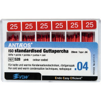 Guttapercha-csúcs (#528) (28 mm) (4 %) (ISO 25), ISO 25 rózsaszín, röntgenopák, Guttapercha, 28 mm, 60 darab