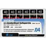 Guttapercha-csúcs (#528) (28 mm) (4 %) (ISO 40), ISO 40 rózsaszín, röntgenopák, Guttapercha, 28 mm, 60 darab