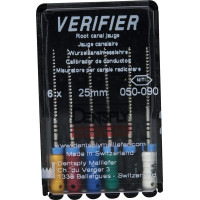 Verifier (Test eszköz) (25 mm) (4 %) (ISO 50-90), Fogantyú - műanyag ISO 50-90 autoklávozható, ISO színkódolt, Nikkel-titán, 25 mm, 6 darab