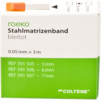 roeko Stahlmatrizenband - Spender 3 m Band bleitot, Beite 6 mm, Stärke 0,05 mm - 591506 roeko Stahlmatrizenband - Spender 3 m Band bleitot, Beite 6 mm, Stärke 0,05 mm - 591506