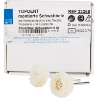 Montierte Schwabbeln - Plüschmull - Packung 6 Stück weiß, Ø 21 mm - 23266